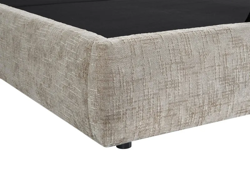 Lit coffre en velours chiné taupe 160x200 cm MILENA