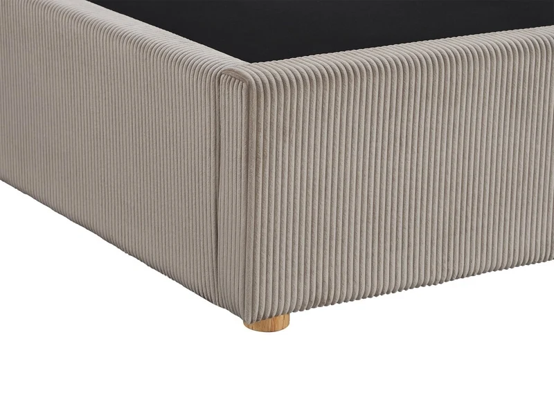 Lit coffre en velours côtelé taupe 180x200 cm ZELIA