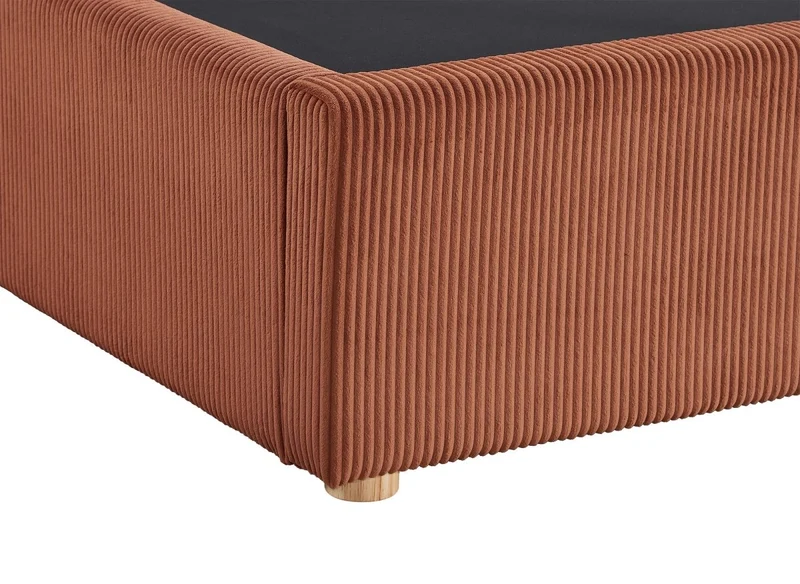 Lit coffre en velours côtelé terracotta 180x200 cm ZELIA