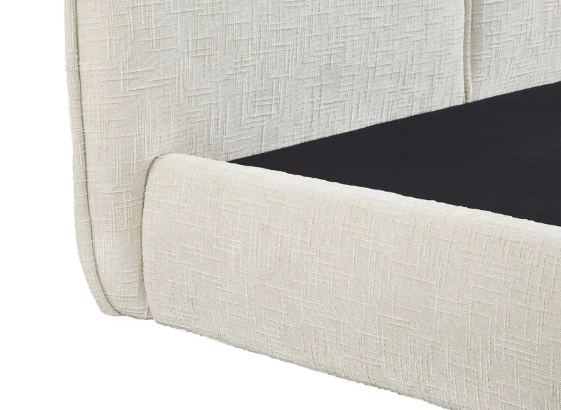 Lit coffre en velours chiné beige 160x200 cm MILENA