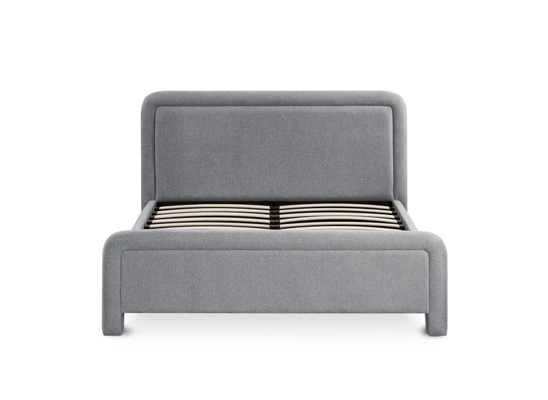 Lit double en tissu doux gris 160 x200 cm ANELA