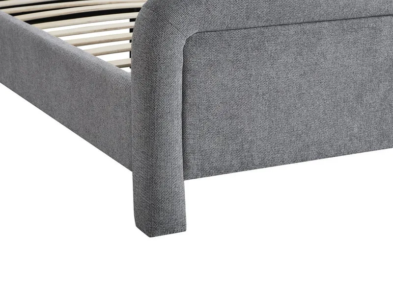 Lit double en tissu doux gris 160 x200 cm ANELA