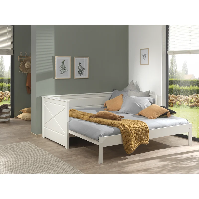 Lit capitaine 90x200 sommier inclus Vipack Scott Blanc