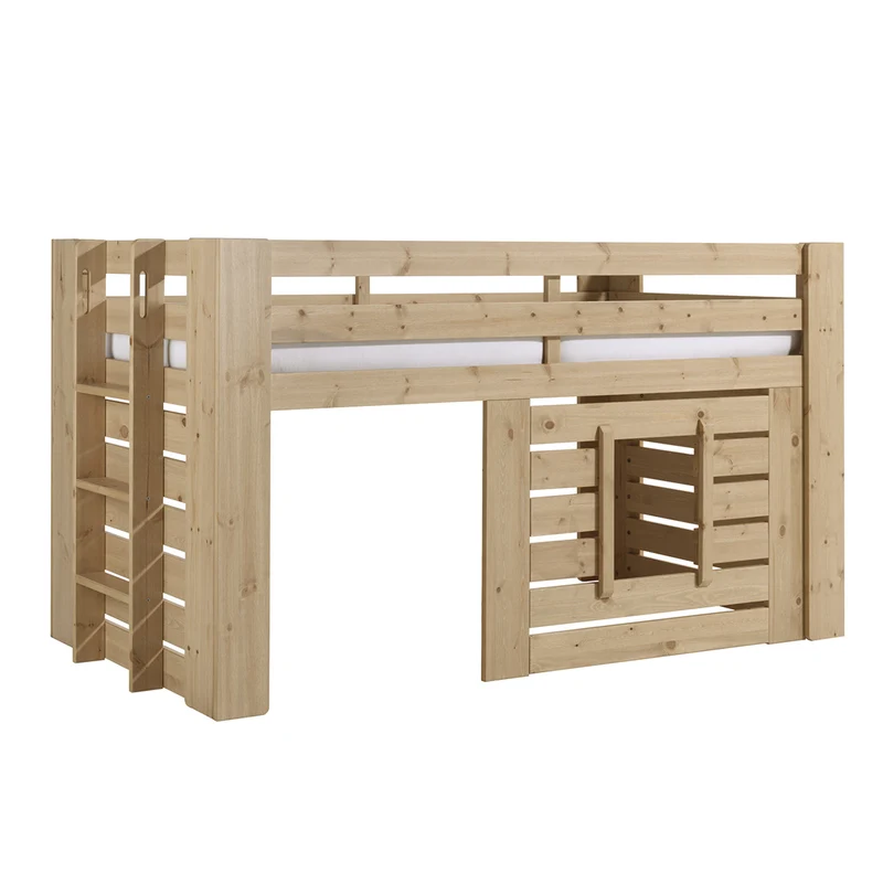 Lit cabane 90x200 sommier inclus Vipack Oliver Bois