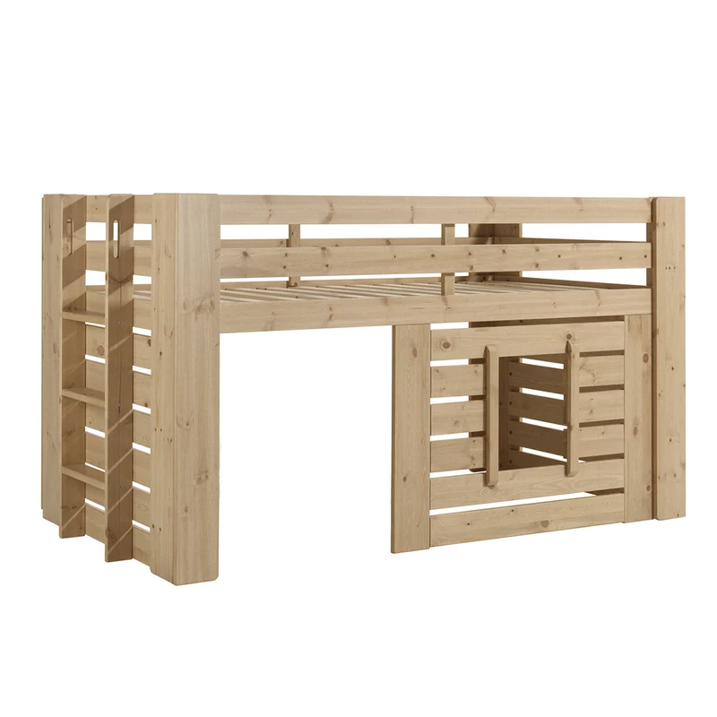 Lit cabane 90x200 sommier inclus Vipack Oliver Bois