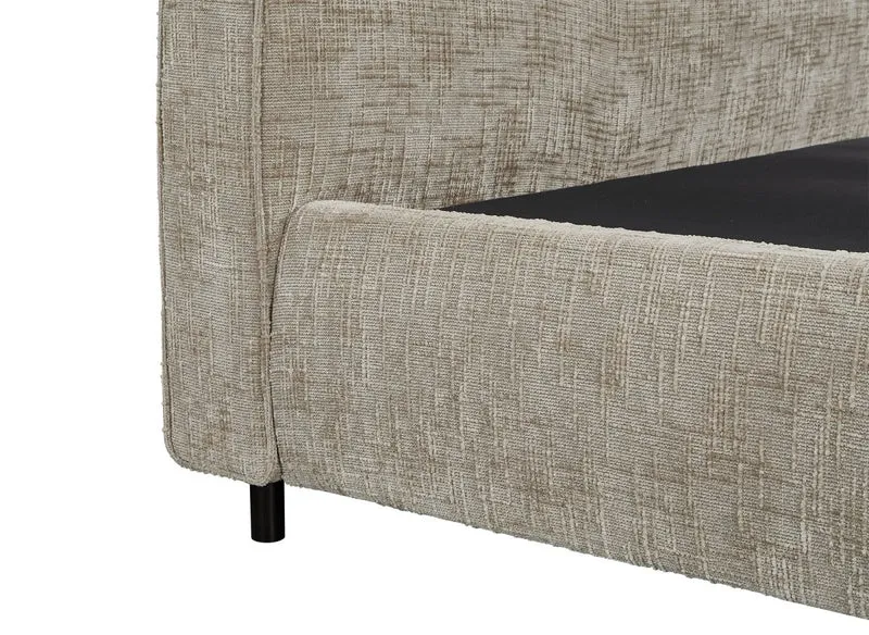 Lit coffre en velours chiné taupe 180x200cm MELO