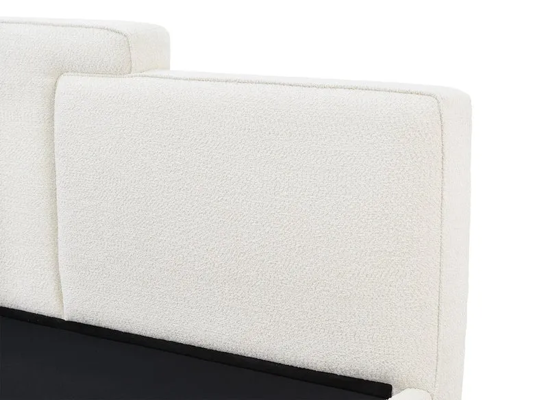 Lit coffre en tissu bouclette beige 160x200 cm ZELIA