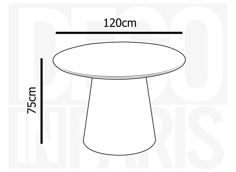 Table à manger ronde plateau effet marbre blanc 4 personnes 120cm AUBREY