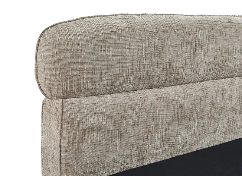 Lit coffre en velours chiné taupe 140x190cm MELO