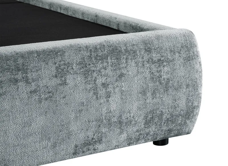 Lit coffre en tissu bouclette doux gris 140x190 cm NOAH