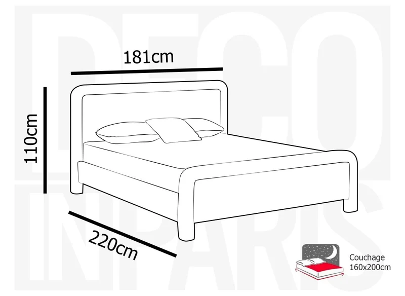 Lit double en tissu doux beige 160 x200 cm ANELA