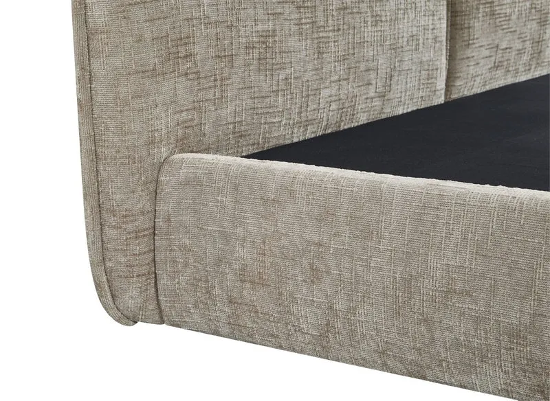 Lit coffre en velours chiné taupe 180x200 cm MILENA