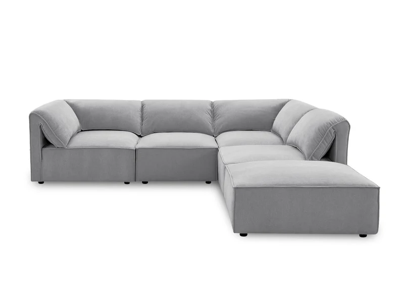 Canapé d'angle modulable en velours gris HARINA