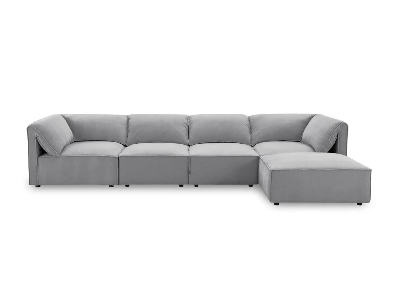 Canapé d'angle modulable en velours gris HARINA