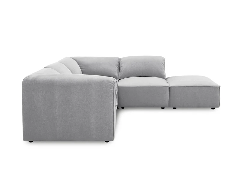 Canapé d'angle modulable en velours gris HARINA