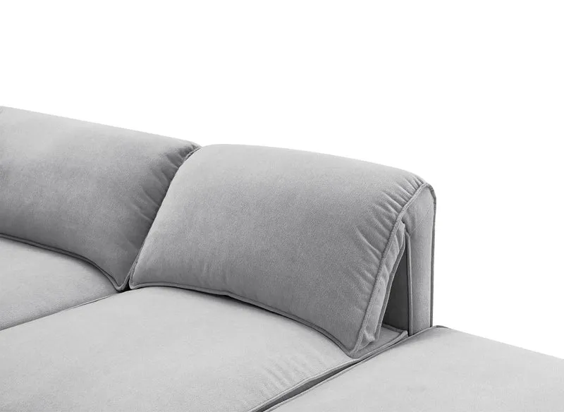 Canapé d'angle modulable en velours gris HARINA