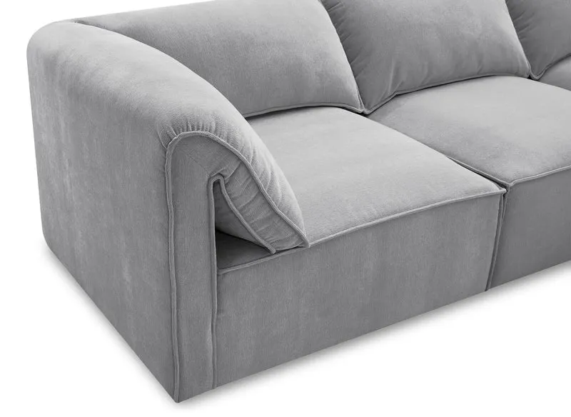 Canapé d'angle modulable en velours gris HARINA