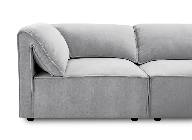 Canapé d'angle modulable en velours gris HARINA