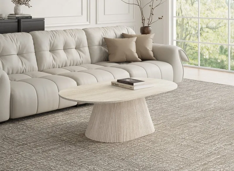 Table basse ovale en marbre composite beige TIANA