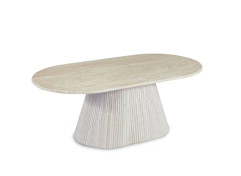 Table basse ovale en marbre composite beige TIANA