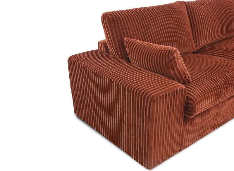 Canapé d'angle réversible en gros côtelé doux terracotta SIRINA