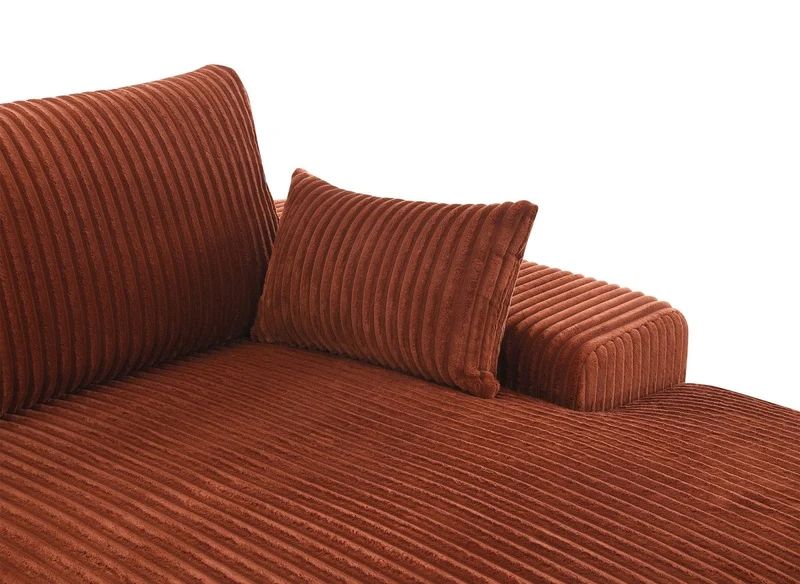 Canapé d'angle réversible en gros côtelé doux terracotta SIRINA