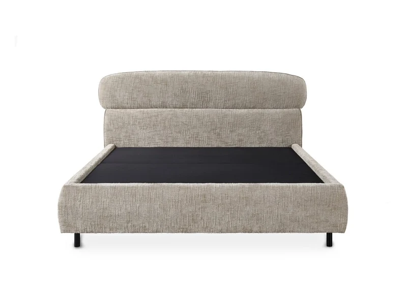 Lit coffre en velours chiné taupe 160x200cm MELO
