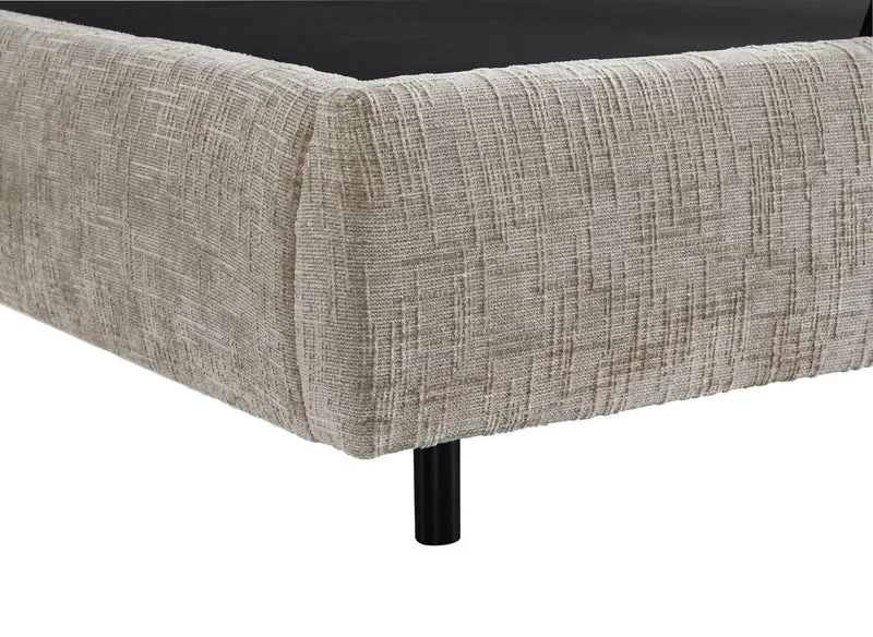 Lit coffre en velours chiné taupe 160x200cm MELO