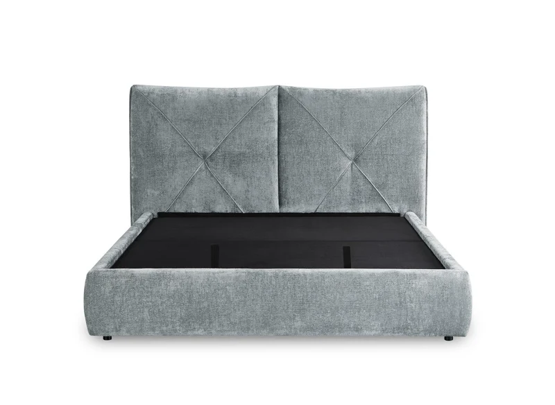 Lit coffre en tissu bouclette doux gris 160x200 cm NOAH