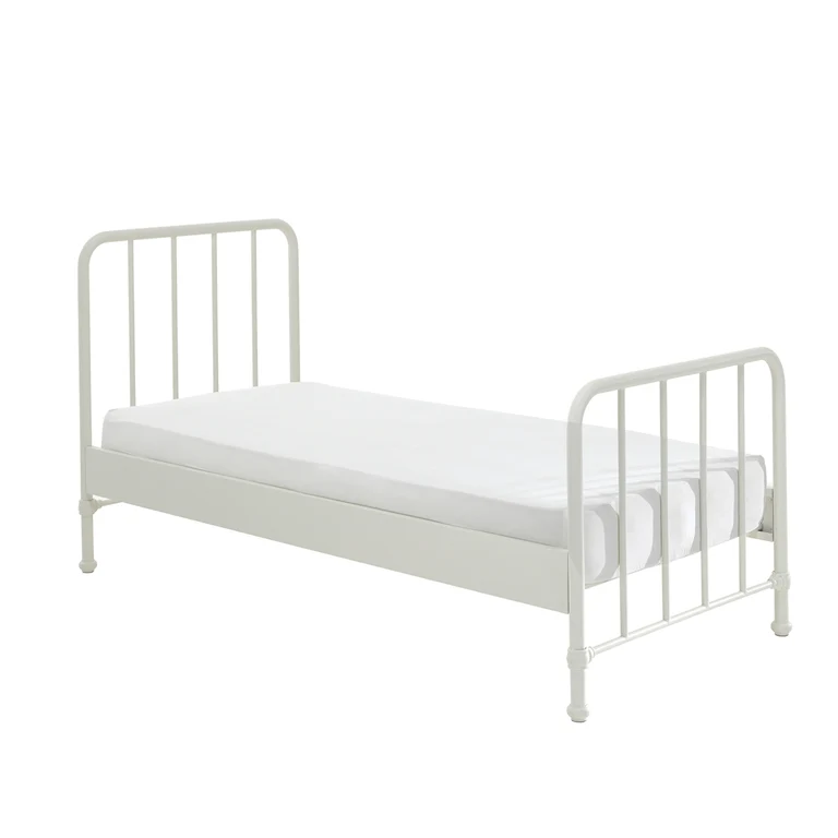 Lit 90x200 sommier inclus Vipack Bronxx Blanc mat