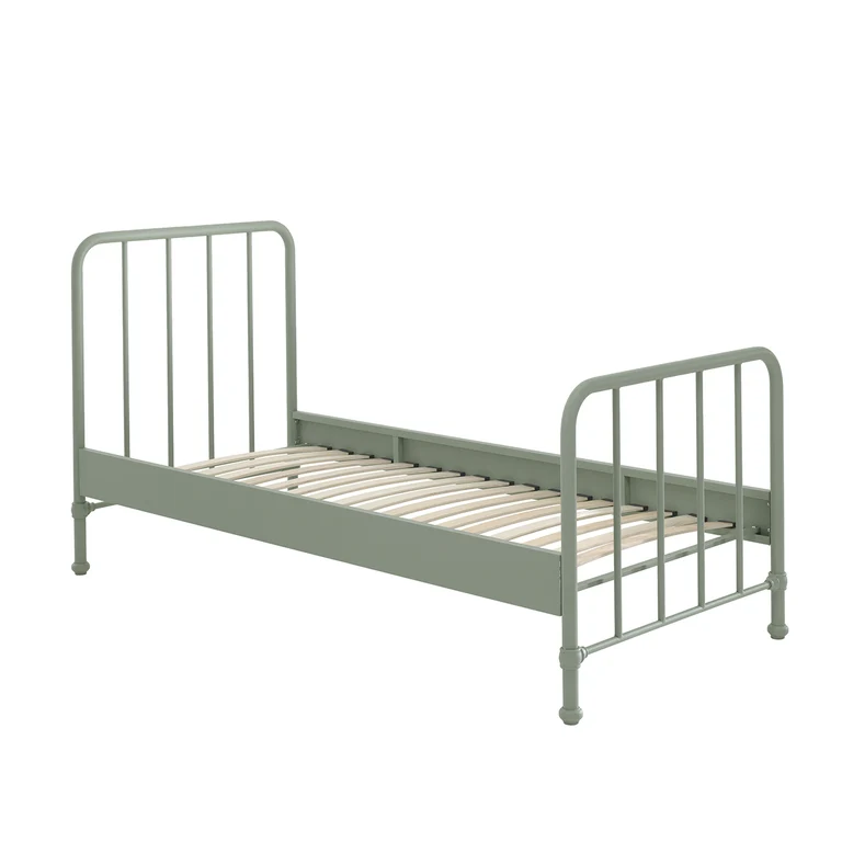 Lit 90x200 sommier inclus Vipack Bronxx Vert olive mat