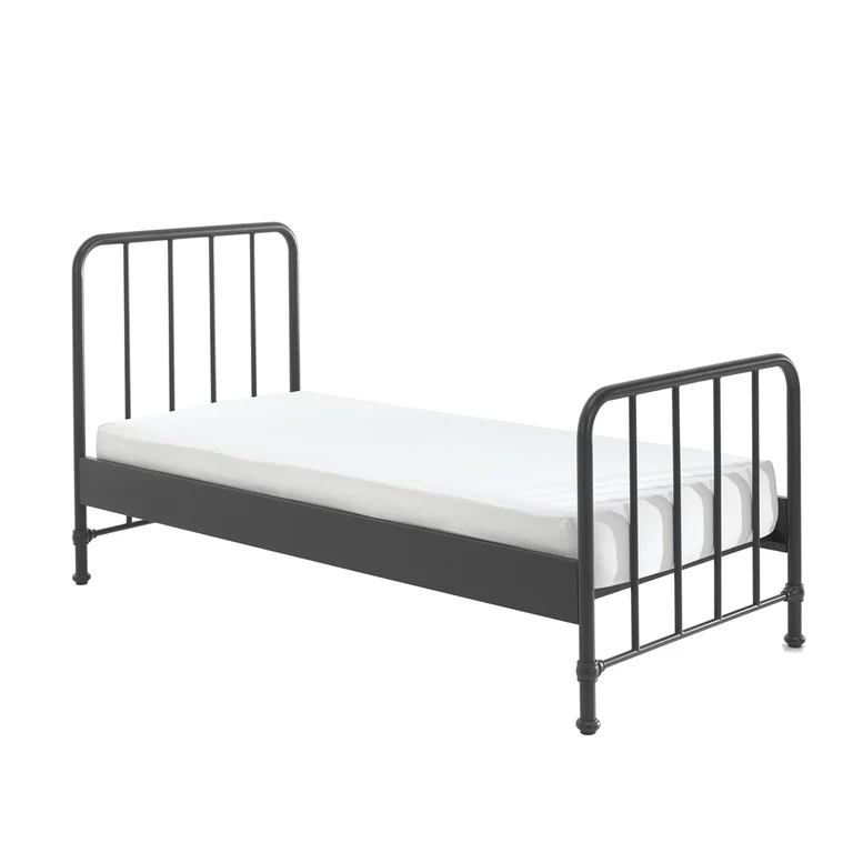 Lit 90x200 sommier inclus Vipack Bronxx Noir mat
