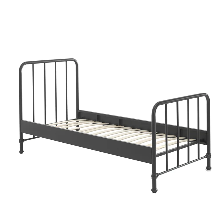 Lit 90x200 sommier inclus Vipack Bronxx Noir mat