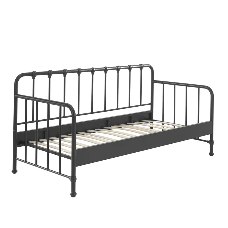 Lit banquette 90x200 sommier inclus Vipack Bronxx Noir mat