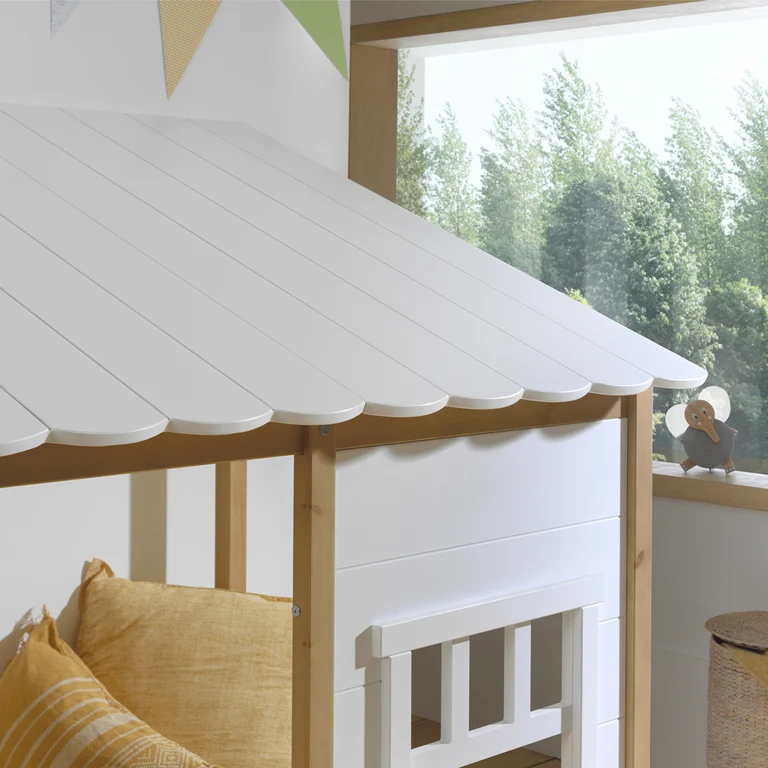 Lit cabane 90x200 sommier inclus Vipack Housebed Blanc et bois