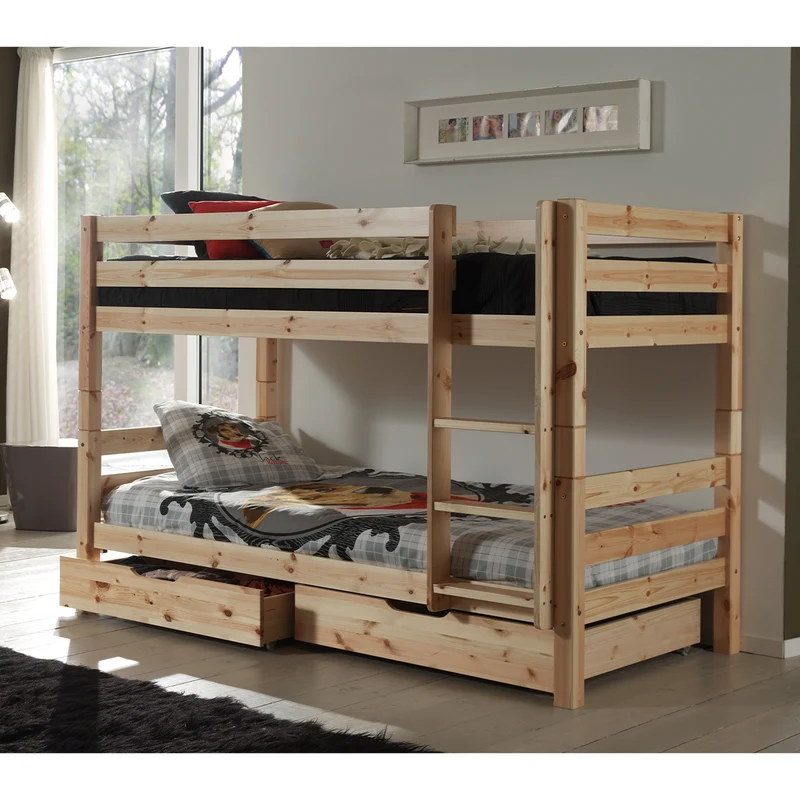 Lit Superposé 90x200 Hauteur 140 cm Sommier Inclus Vipack Pino - Bois