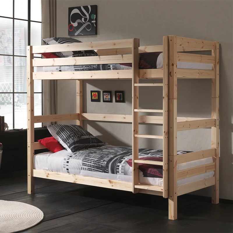 Lit Superposé 90x200 Hauteur 180 cm Sommier Inclus Vipack Pino - Bois