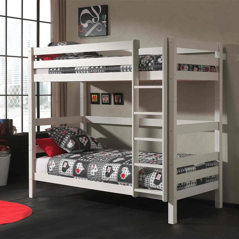Lit Superposé 90x200 Hauteur 180 cm Sommier Inclus Vipack Pino - Blanc