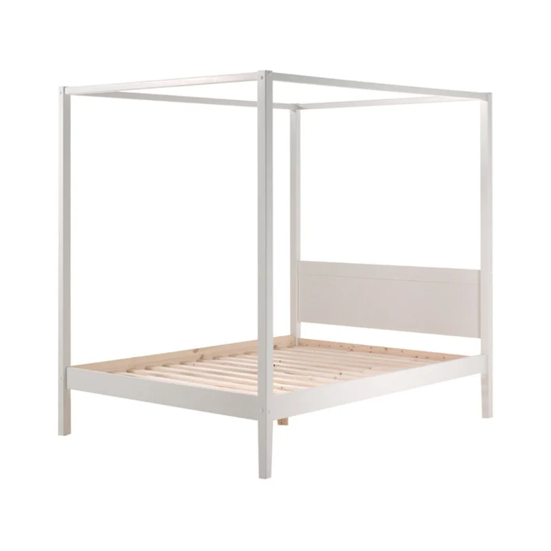 Lit à baldaquin 140x200 Sommier Inclus Vipack Pino - Blanc
