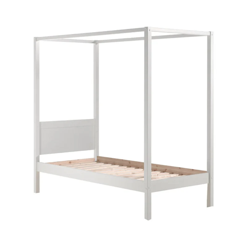 Lit à baldaquin 90x200 Sommier Inclus Vipack Pino - Blanc