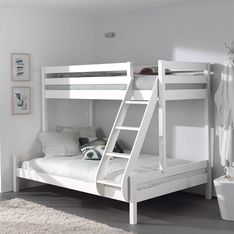 Lit Superposé 90x200 et 140x200 Sommier Inclus Vipack Pino - Blanc
