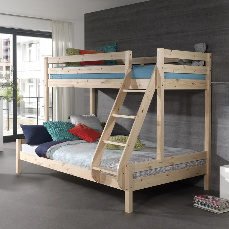 Lit Superposé 90x200 et 140x200 Sommier Inclus Vipack Pino - Bois
