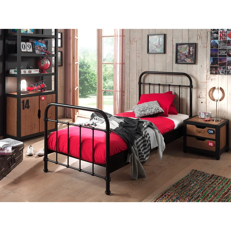 Lit 90x200 Sommier inclus Vipack New York - Noir