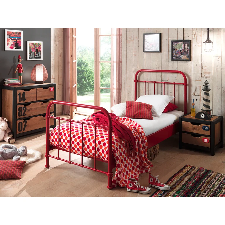 Lit 90x200 Sommier inclus Vipack New York - Rouge