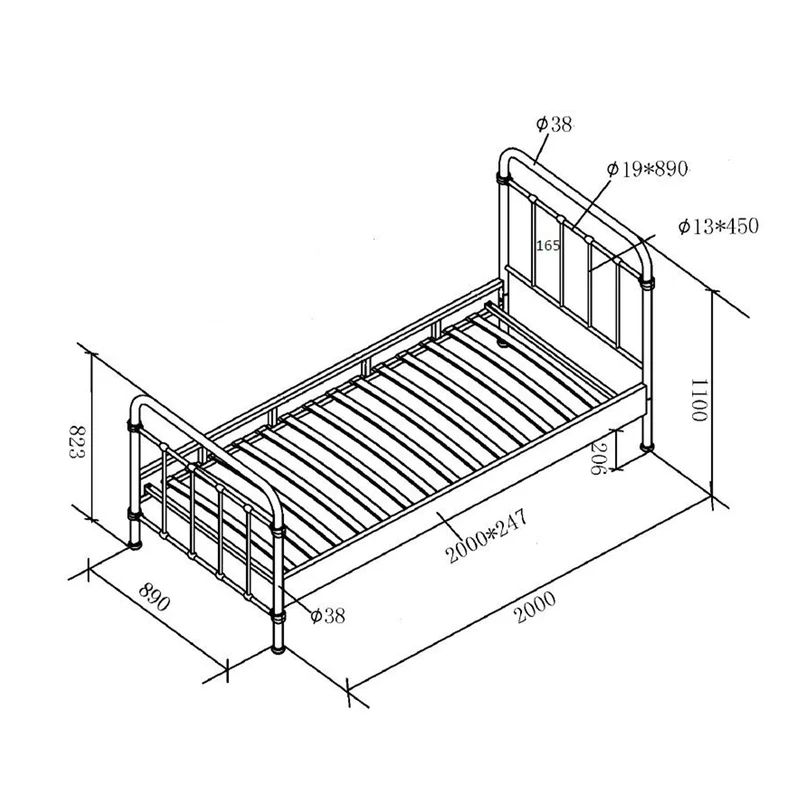 Lit 90x200 Sommier inclus Vipack New York - Menthe