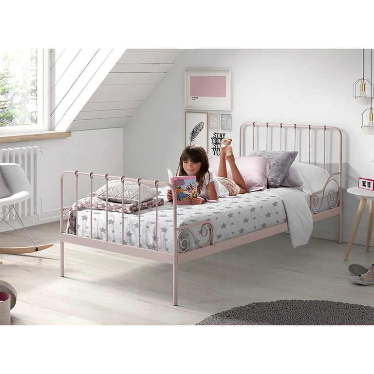 Lit 90x200 Sommier inclus Vipack Alice - Rose