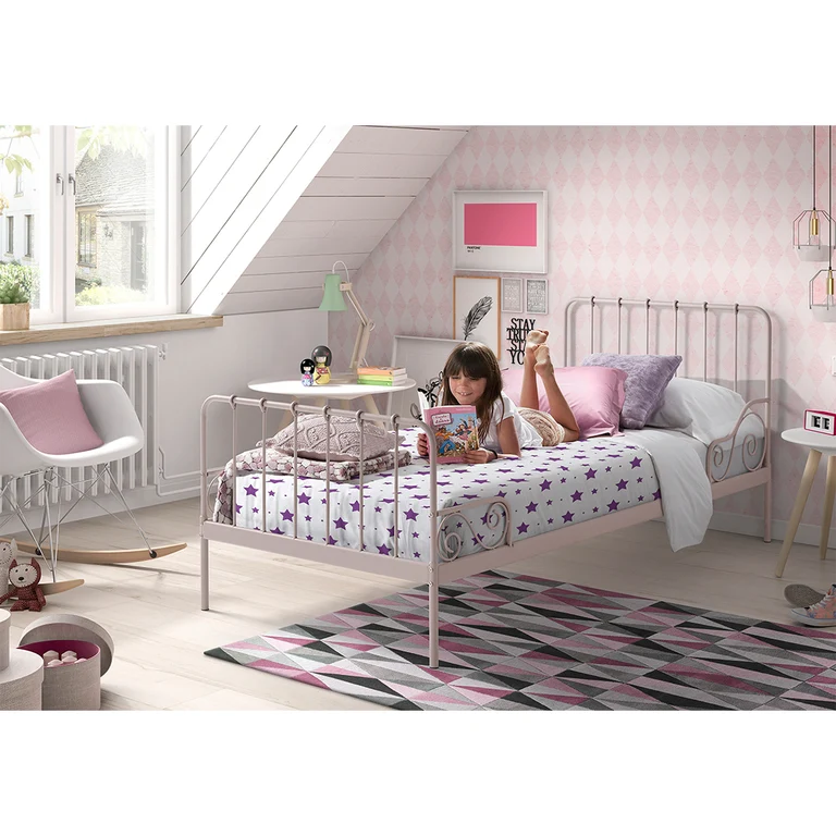 Lit 90x200 Sommier inclus Vipack Alice - Rose