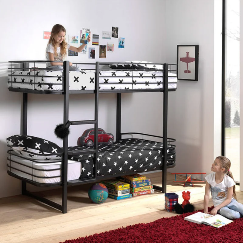 Lit Superposé 90x200 Sommier Inclus Vipack Oscar - Noir