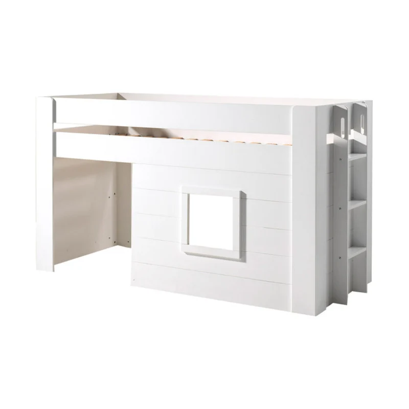 Lit Cabane 90x200 Sommier Inclus Vipack Noah - Blanc