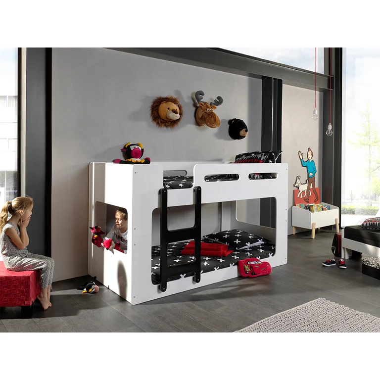 Lit Superposé 90x200 Sommier Inclus Vipack Luca - Blanc